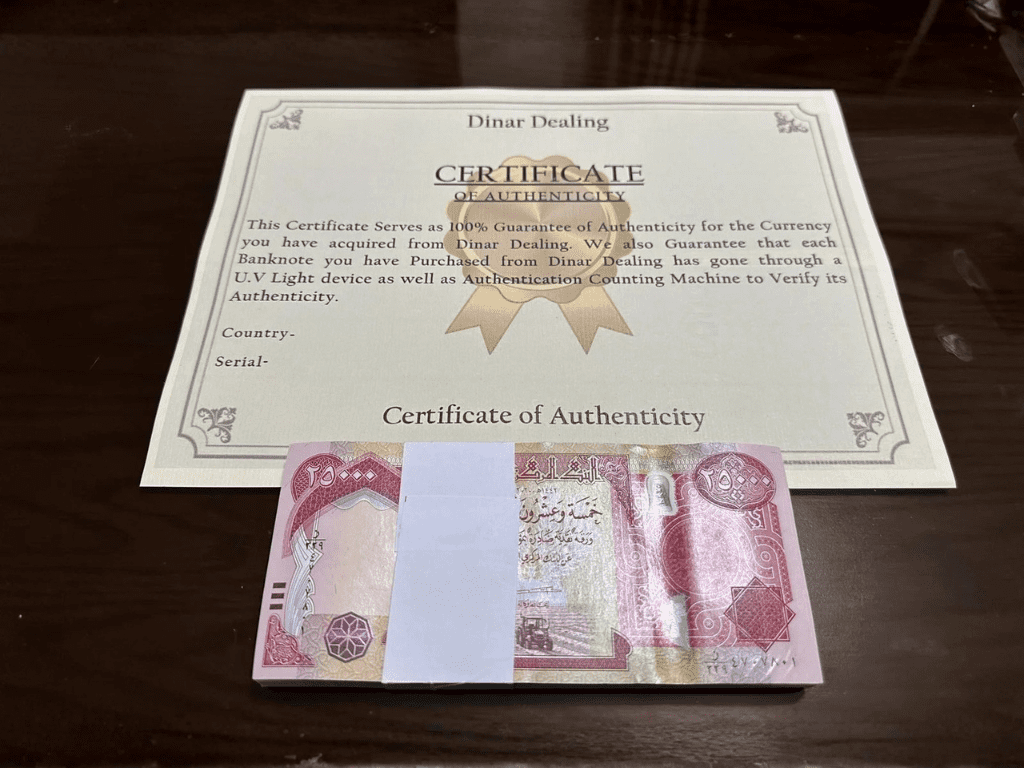 1m iraqi dinar notes new 1M Iraqi Dinar 25,000 x 40 Uncirculated Authenticated Notes (For Collectors) - Image 1